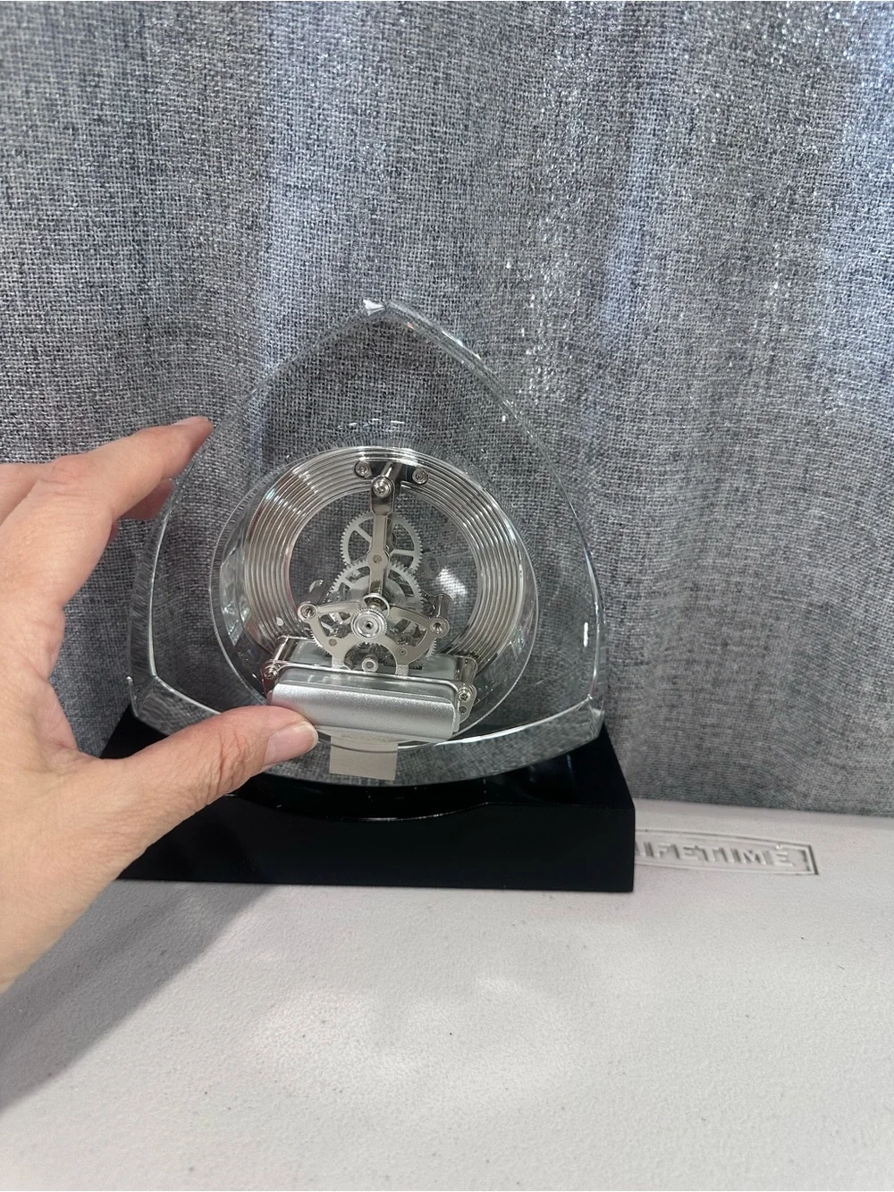 Bulova trident Crystal Mantel Clock with Silver Dial. New in box